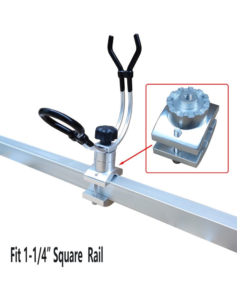 BroCraft Aluminum Rail Mount Clamp on Rod Holder / Pontoon Boat Square Mount Rod Holder - Image 2